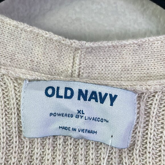 NEW Old Navy Womens XL Tan Open Knit Cardigan Sweater Pockets Mid Length - Picture 5 of 11